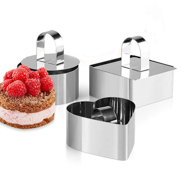 4 kappaletta leivonnaisia rengas pyöreä leivonnaisia muotti leivonta ruostumaton teräs kakku rengas mousse muotit jälkiruoka renkaat