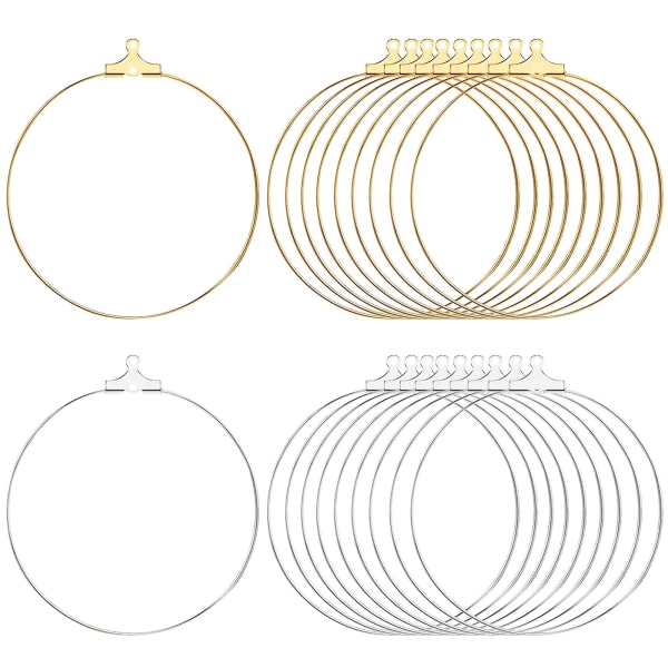 Øreringe Hoops Til Smykkefremstilling, 40 Stk 2 Farver 40mm Ørering Fremstilling Kit Bulk Beading Hoops Ørering Finding Rund