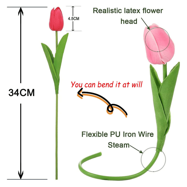 Konstgjorda tulpaner blommor falska blommor latex tulpaner äkta touch för fest hem bröllopsdekoration och diy dekor