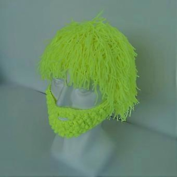 Strikket Lue Strikket Beanie Lue Casual Kostymerekvisitt Menn Kvinner Vinter Varm Hodeinnpakning Fuzzy Vinterlue for Ferie Snowboarding(Gul S)