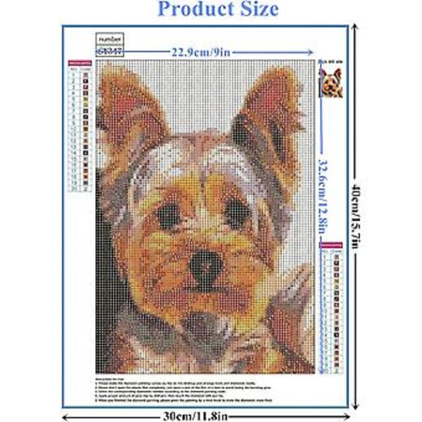 DIY Diamant Lærred Komplet Sæt, 40*30CM. 5D Diamant Maleri Hund, Diamant Maleri Til Børn, Diamant Maleri Efter Tal Voksen, Diamant Broderi Er Gr