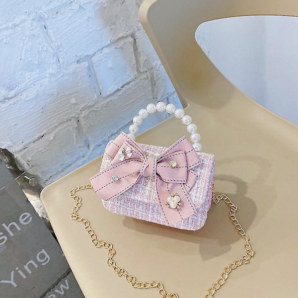 Korean Kids Mini Purses And Handbags Cute Pearl Crossbody Bags For Baby Girls Small Coin Pouch（Pink1）