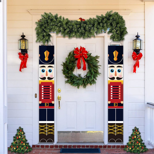 Set of 2 Nutcracker Christmas Banners for Front Door, Home, Garde