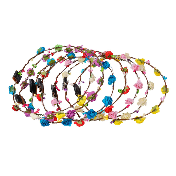 LED Blomsterhårbånd, 5 stk Blomster Lysende Krone Girlander 10 LED Blomster Hodeplagg Blomsterhårbånd Blomsterkrone for Kvinner Jenter Hår Bursdag Bryllup Fe