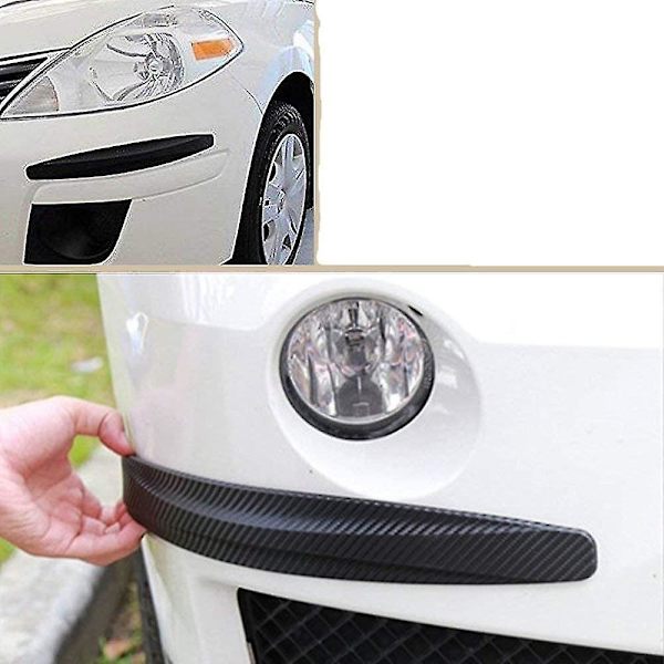 2 st Car Front Rear Corner Bumper Guard Protector Carbon Fiber Anti-collision Strip Sticker Bumper Protector White