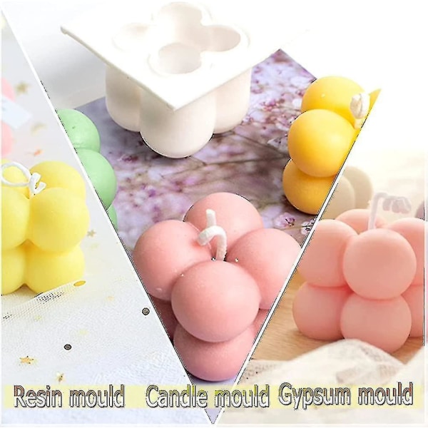 3 Pack Silicone Candle Molds, 3d Bubble Cube Wax Candle Mold