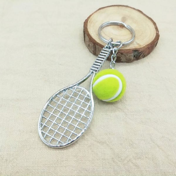 2 st tennisracket nyckelring, kreativ metall nyckelring Sport nyckelring Tennis boll nyckelring grön