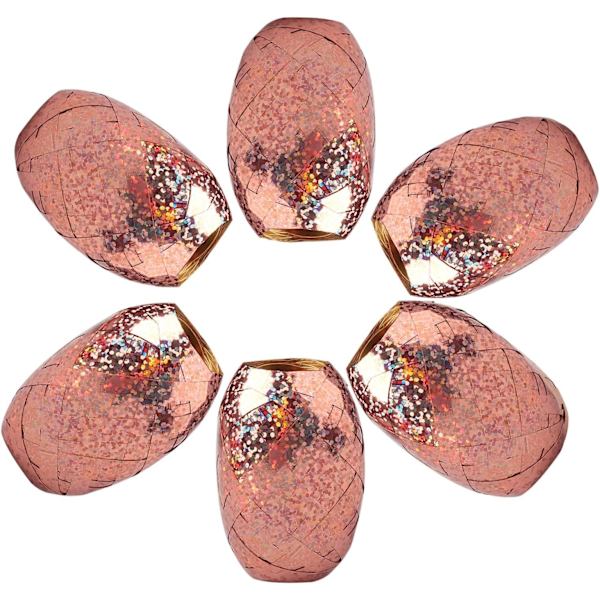 6 ruller rosegold krøllebånd, 60M ballon glitterbånd Christ