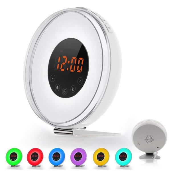 Sunrise Alarm Clock Digital LED-klocka med 6-färgsbrytare och FM