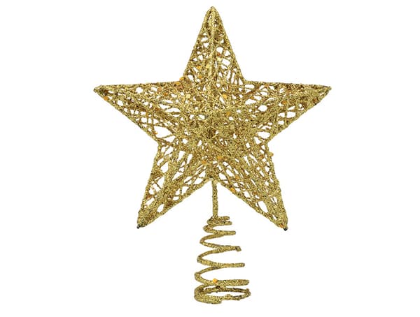 Guld Glitter Trætopstjerne - 15cm