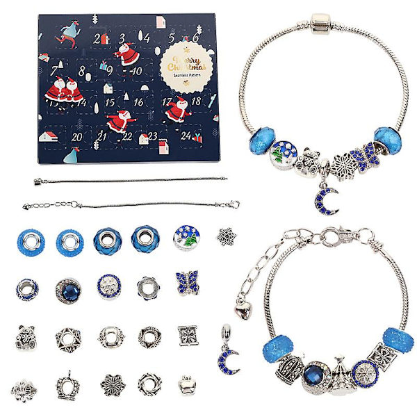 Jul Adventskalender Nedräkning Diy Charm Armband Tillverkning Kits 24 Dagar Nedräkning Kalender Armband Set