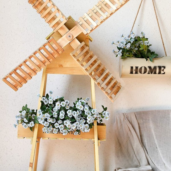 Konstgjorda små rosor vilda blommor falsk blombukett utomhus blomsterträdgårdsdekor 3 st (blå)（Blå）