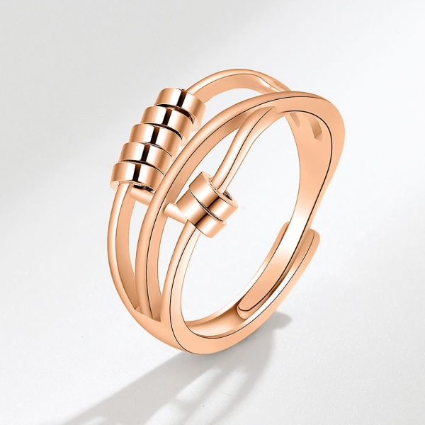Tre-ring Ring Multi-turn Transfer Pärlor Index Finger Ring Öppning Justerbar Ring Smycken (roséguld)