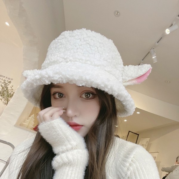 Hats for Women in Winter Cute Cartoon Lamb Ears Fisherman Hat for