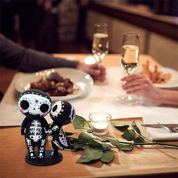 Sukkerskallefigurer, Resin Skeletpar Figur Gotiske Bordplade Ornamenter Håndværk Sukkerskalle Statue Dekoration
