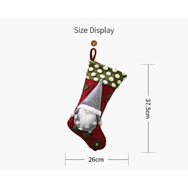 3D Svenska tomten gnome julstrumpa 18,8\" plysch julstrumpa