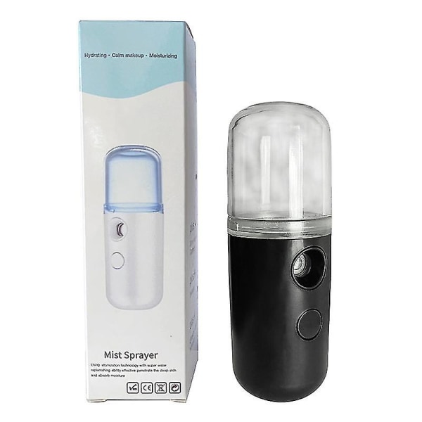 Mini Facial Mister, bærbar sprøjte med USB-opladningsport, Nano Spray（Sort）