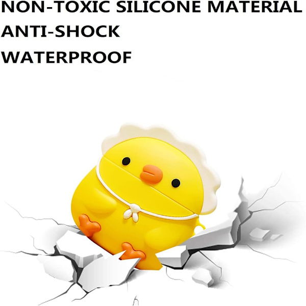 (Liten gul kylling) for Airpods 1/2 mykt silikondeksel, 3D Cu