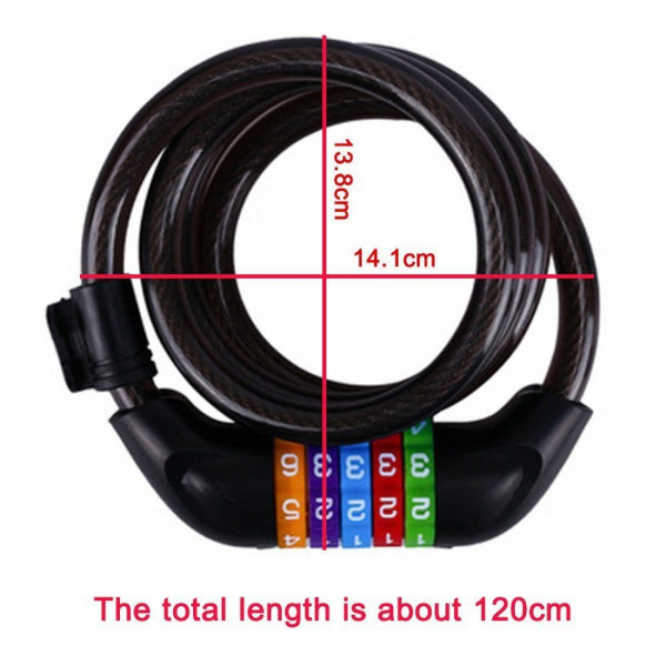 Sort cykel lås kabel lås kombinationslås