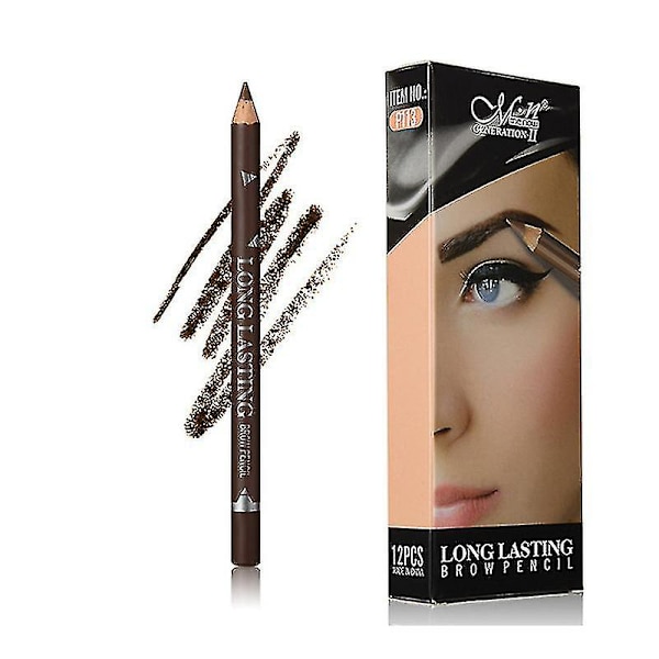12 stk./pakke øjenbrynsblyanter eyeliner, mat vandtæt øjenbrynsblyant langtidsholdbar eyeliner øjenmakeup（brun）