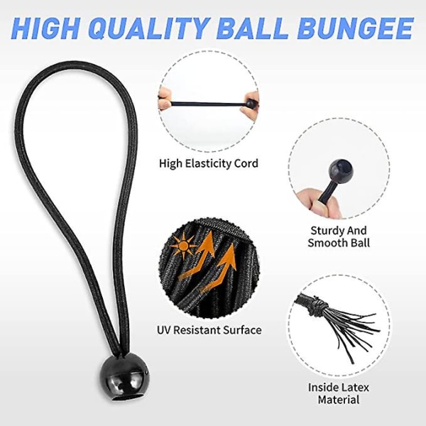 Ball Bungee Cords, 20 stk 6-tommers Heavy-duty Stretch Rope Med Ball Elastic String Tie Down Strap For Canopies, Telt