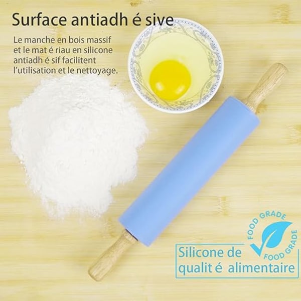 Silikone Non-Stick Kagerulle, Dækoverflade, Træhåndtag, 9 i