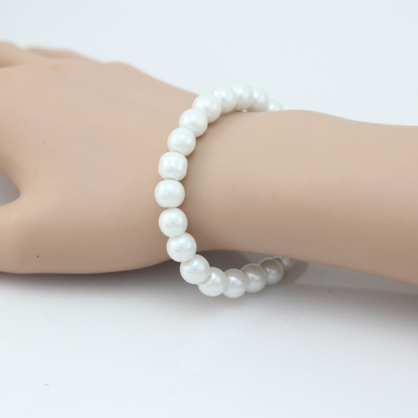 8MM White Pearl Bracelet Bangle For Women Beaded Bracelet Jewelry