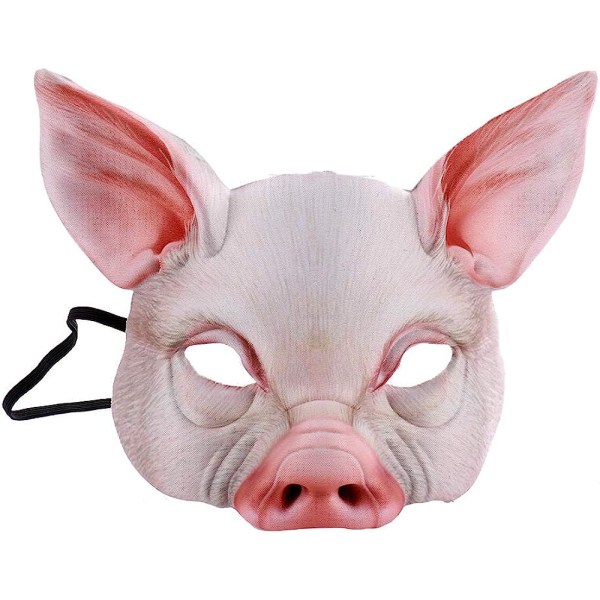 1st Half Face Animal Mask Pig Mask Skräck Pig Mask för Halloween Cosplay Cosplay rekvisita (White Pig Mask)