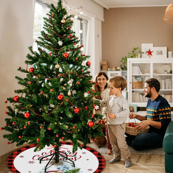 48 tommers juletre skjørt 'Merry Christmas' rutete tre ornamenter juletre