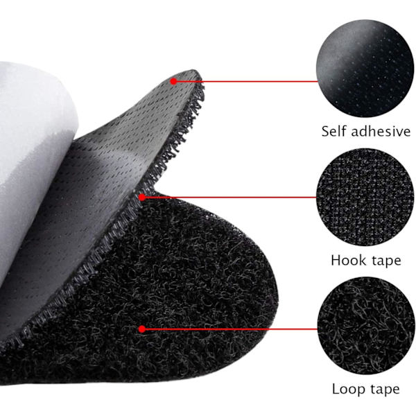 Kaksipuolinen itseliimautuva teippi Musta kaksipuolinen teippi Itseliimautuva Vahvistaa Kaksipuolinen nylon tarranauha Ommeltava teippi Liima seiniin, lattioihin, laseihin, muoviin 50 kpl (Pyöreä)