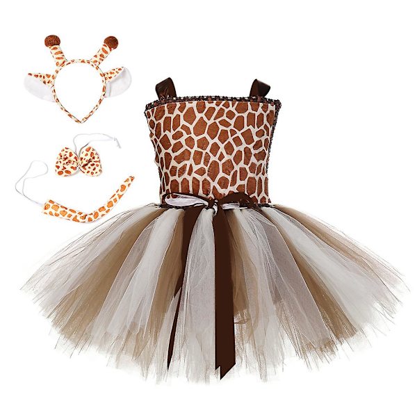 Princess Tutu Jungle Party Dyrekostume til piger 1-12 år Giraf Kjole（M(3-4Y)）