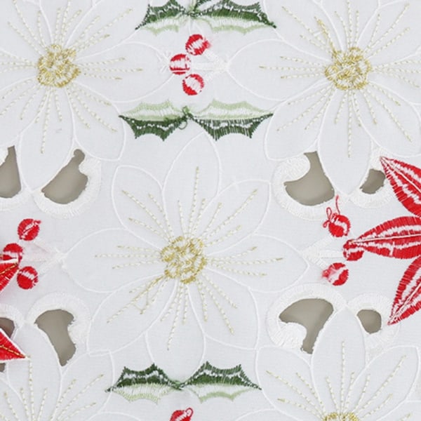 Luxury Embroidered Rectangular Table Runners, Poinsettia and Holl