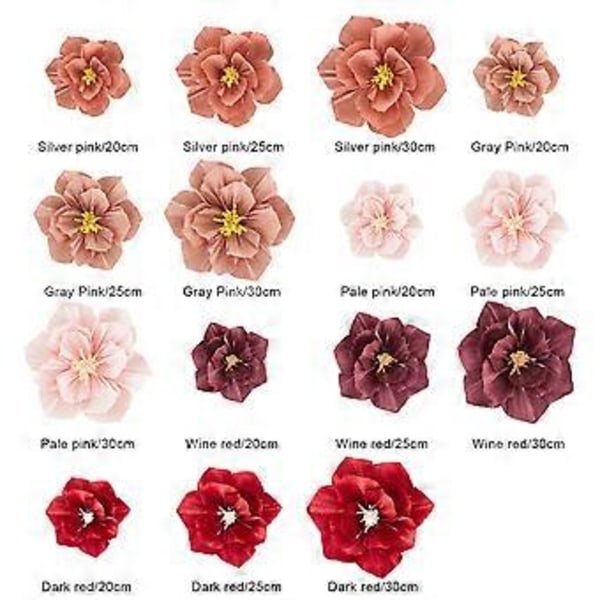 Dekorativa crepepappersblommor för bröllopsfester