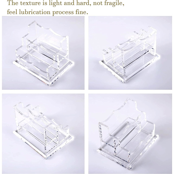 Visitkort Holder til Skrivebord 2-lags 2 Slots, Klar Akryl Visitkort Display Stativ, Holder 100 Kort - 1 Pakke (2 Slots-H)