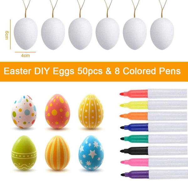 50 kappaletta pääsiäismunia, Diy Graffiti Kids Eggs, Pääsiäismunat ympäri, Luovat maalauslelut, Käsin maalattu munasarja, Käsityön perheaktiviteettilahjat - Aesp