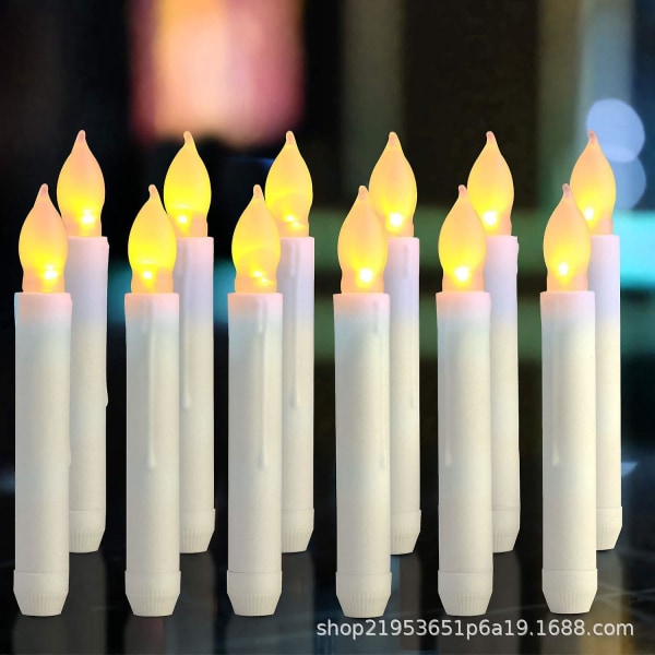 12 st Led Taper Candle Lights, flamlösa batteridrivna fönsterljus, varmvita
