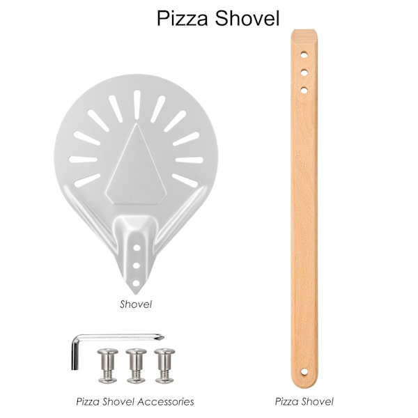 Pizzaspade 7 tum, perforerad pizzaspade Total längd 40 cm, aluminium pizzaspade med träkökstillbehör