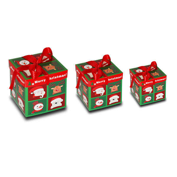 Rutmönster, julklappsask med band - presentförpackning,