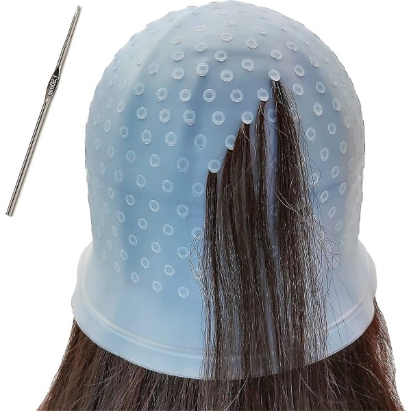 Silicone Highlighting Cap, Highlighting Cap And Hook, Hair Dye Cap, Hair Frosting Cap, Highlighting Frosting Cap Blue