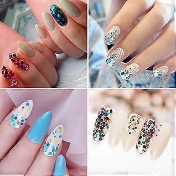 4 Ask Festival Paljetter Glitter Pulver Holografisk Glitter Kosmetisk Ansikte Kropp Öga Hår Nagelkonst Tumlare Löst Glitter Set of 6