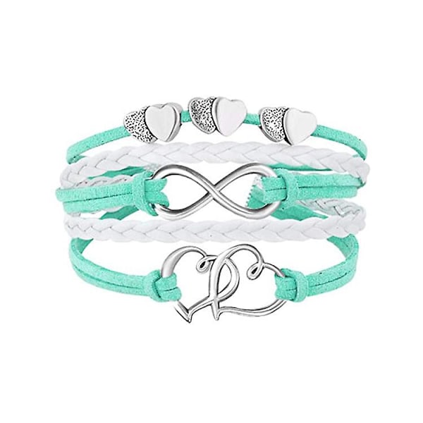 Läderarmband för flickor Dubbla hjärtan Infinity Rep Armband Armband Present (Typ 1)