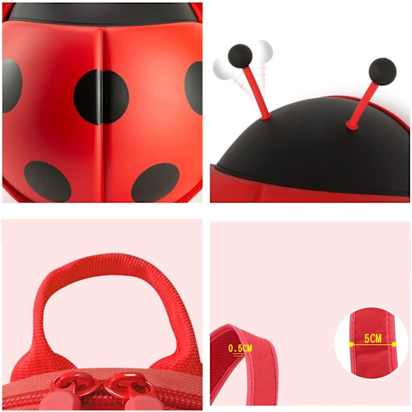 Unisex Toddler Ryggsäck, Ladybug, Barn Ryggsäck för Flicka och Pojke