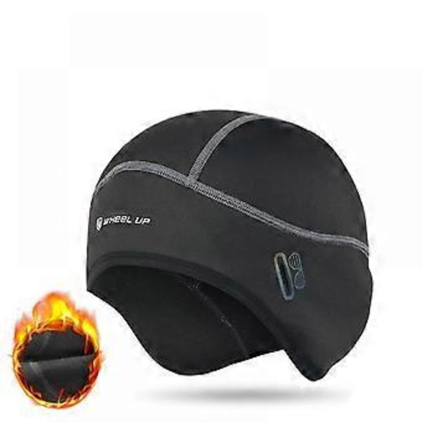 XYC Skull Cap Hjelmforing med Brillehuller, Vinter Termisk Cykelhue til Mænd & Kvinder, Cykelhue Beanie-sort