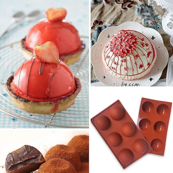 6 Halvcirkelformet Bombeform Til Slik, Kage, Gelé, Budding Dessert Cupcake Bpa Fri 6stk