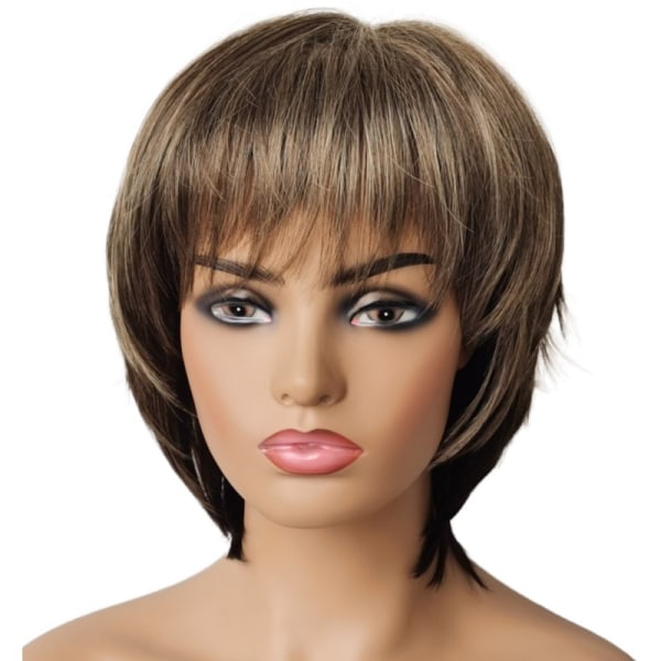 Naisten Gradient Brown Short Full Hair Wig Kerrostettu Luonnollinen Peruukki