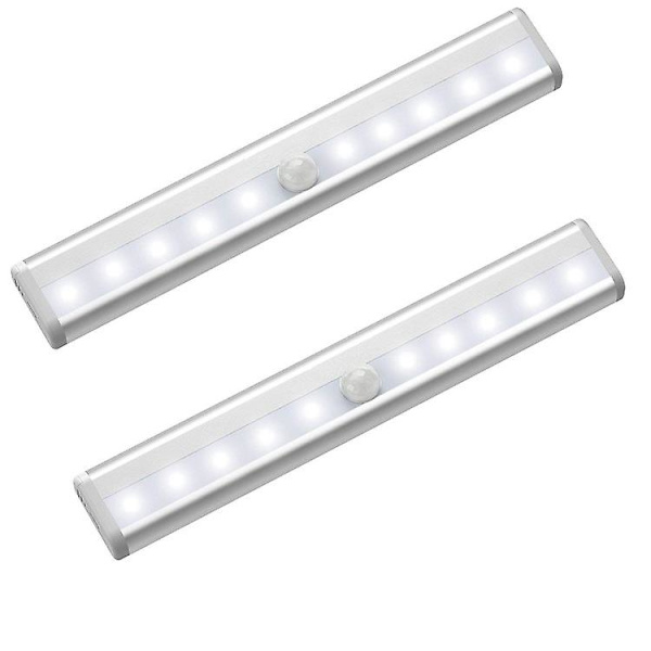 2 kpl 10 LED-liiketunnistimella varustetut valot, magneettiset kaapin alle kiinnitettävät valonauhat