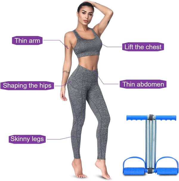 Elastisk Sit Up Pull Rope Dubbel Fjäderspänning Fotpedal Buk L