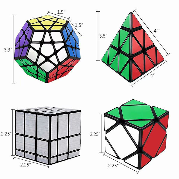 Speed Cube Set, Pyramid Mirror Skew Megaminx Cube Collection, Leksakspussel för barn och vuxna Set med 4