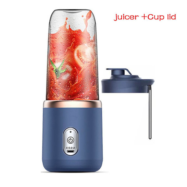 Bærbar Frugtpresser Til Udendørs Rejser 6 Blade Saftkop Saftpresser Frugtjuicekop USB Opladning (Blå 1)