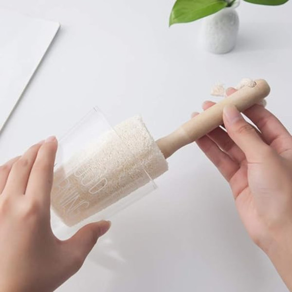 3 kappaletta vesipullon puhdistusharja pitkä puukahvainen luffa lasi